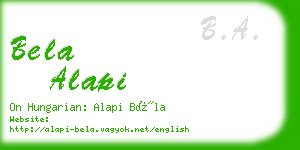 bela alapi business card